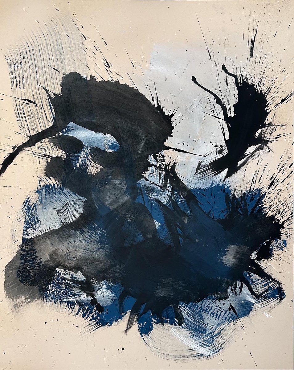 Abstract Acrylic Painting By Omar Obaid, 47 X 59", Time Flies, Original Artwork