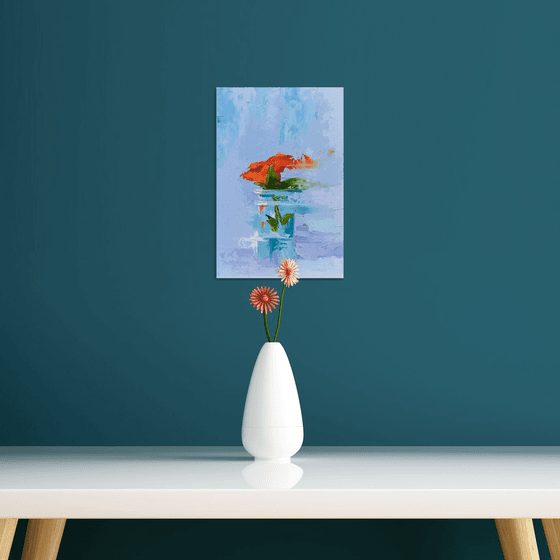 Abstract still life painting. Flower in vase