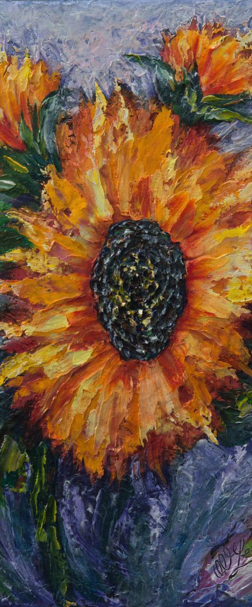 Sunflower (Palette Knife) by Lena Owens at OLena Art