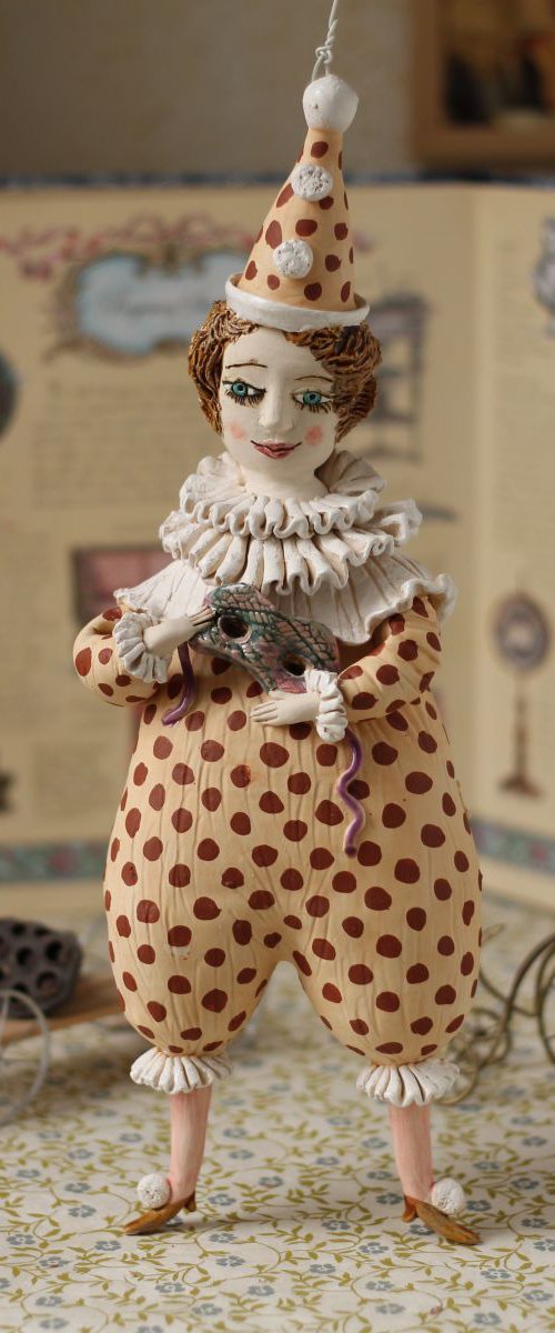 Pierrot with a mask II, wall object by Elya Yalonetski by Elya Yalonetski