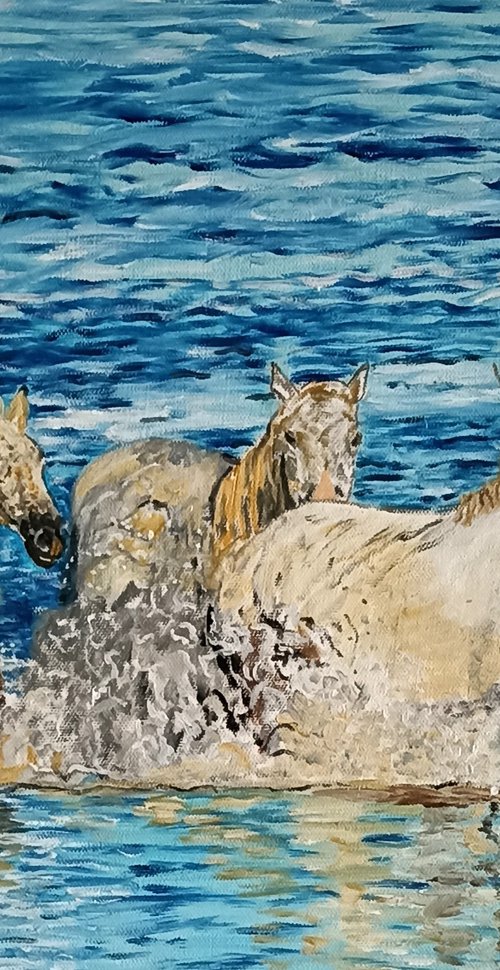 Horses in the sea by Isabelle Lucas