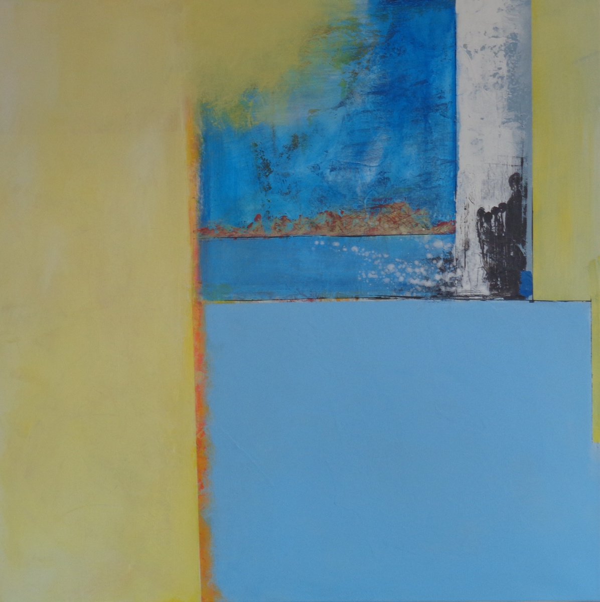 Abstract Acrylic Painting By Irene Gartner, 39 X 39, Fire And Water, Original Artwork