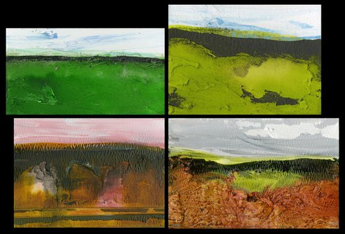 Dream Land Collection 5 - 4 Small Textural Landscape Paintings by Kathy Morton Stanion by Kathy Morton Stanion