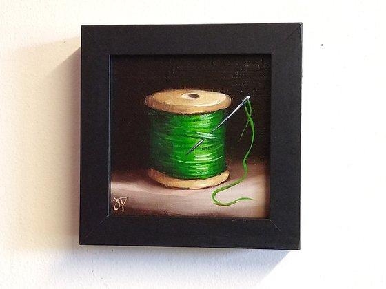 Little green cotton reel #2 still life