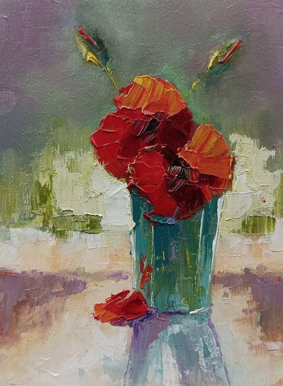 Still life with red poppy