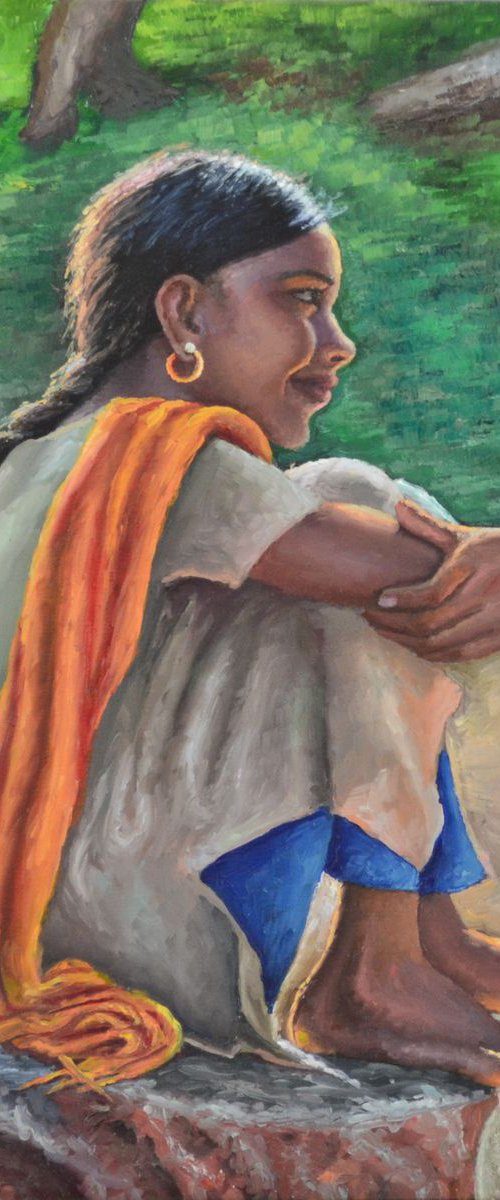 GIRL IN WHITE CHUDIDHAR by Ramya Sadasivam