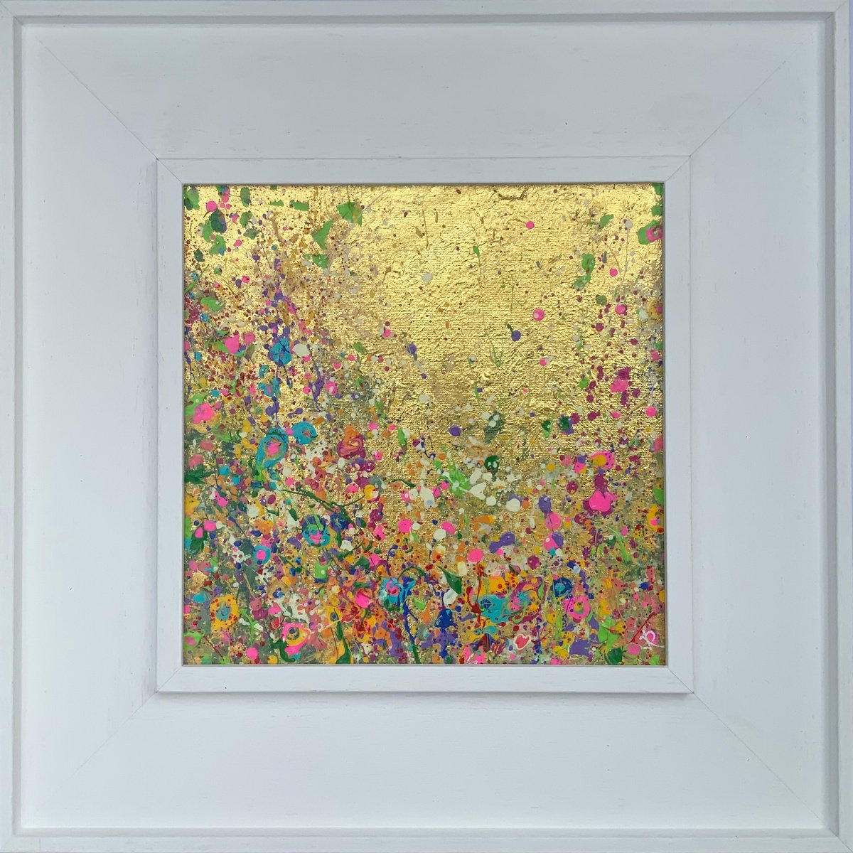 Abstract Botanical Acrylic Painting By Jan Rogers, 16 X 16, Golden Meadow, Original Artwork