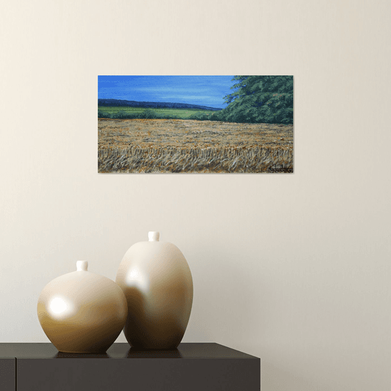 Wheat field.  Acrylic on panel 20*40cm