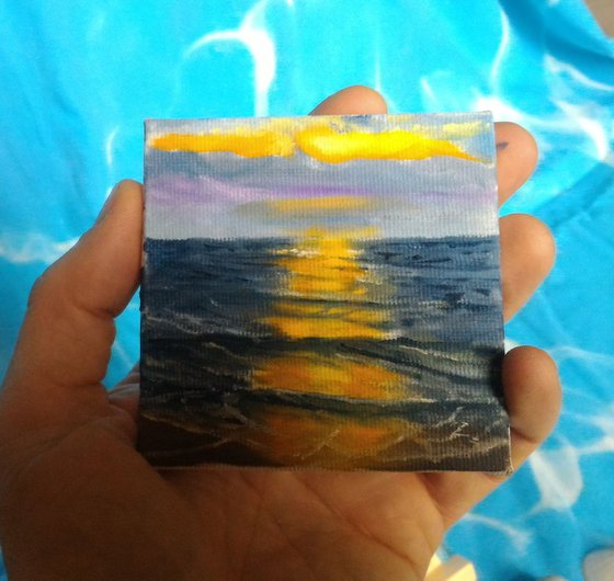 Miniature wave seascape #10 - Easel included