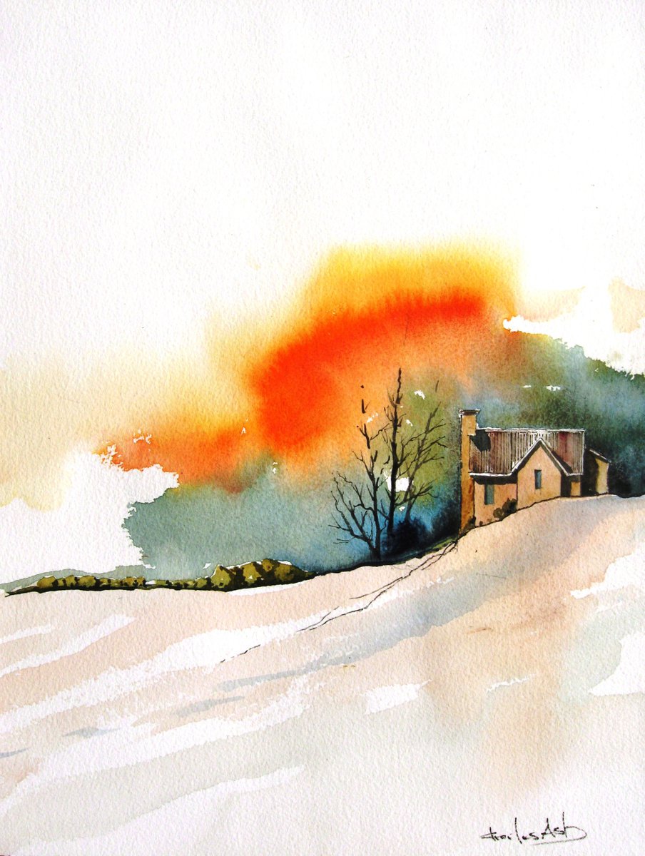 Autumn Storm - Original Watercolor Painting by CHARLES ASH