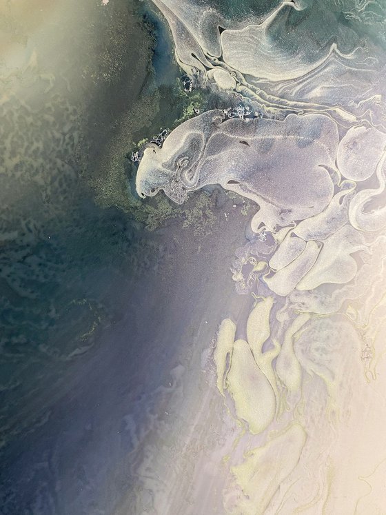 Ivory Abstract with Silver