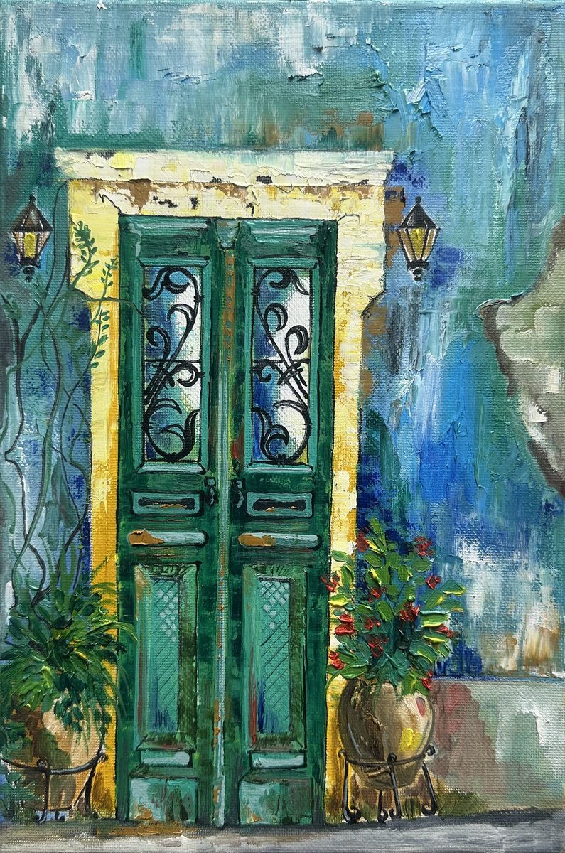 Impressionistic Cityscapes Oil Painting By Arevik Gasparyan, 8 X 12, To A Mediterranean Courtyard, Original Artwork