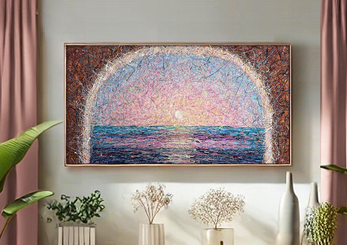 Impressionistic Landscape Painting By Nadiia Antoniuk, 70 X 35", When The Light Returns, Original Artwork