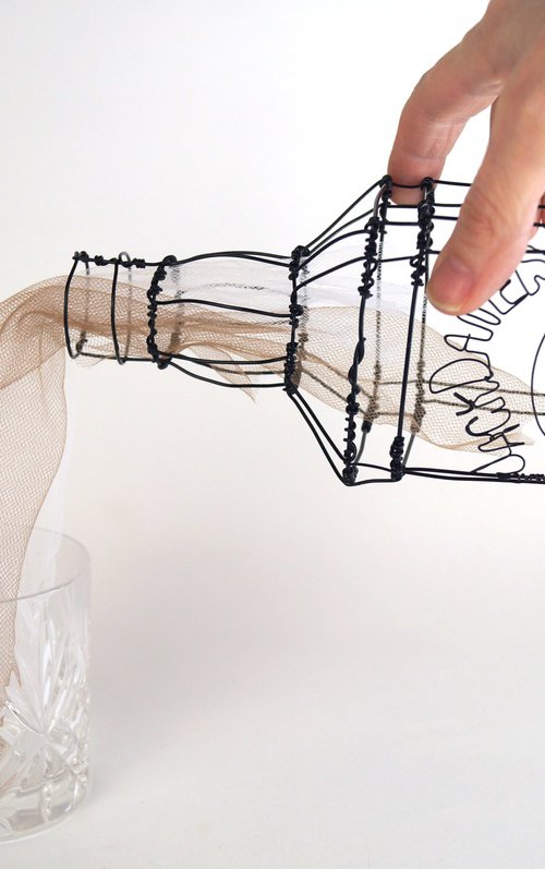 Jack Daniels Bottle Wire Sculpture by Jane Tilley