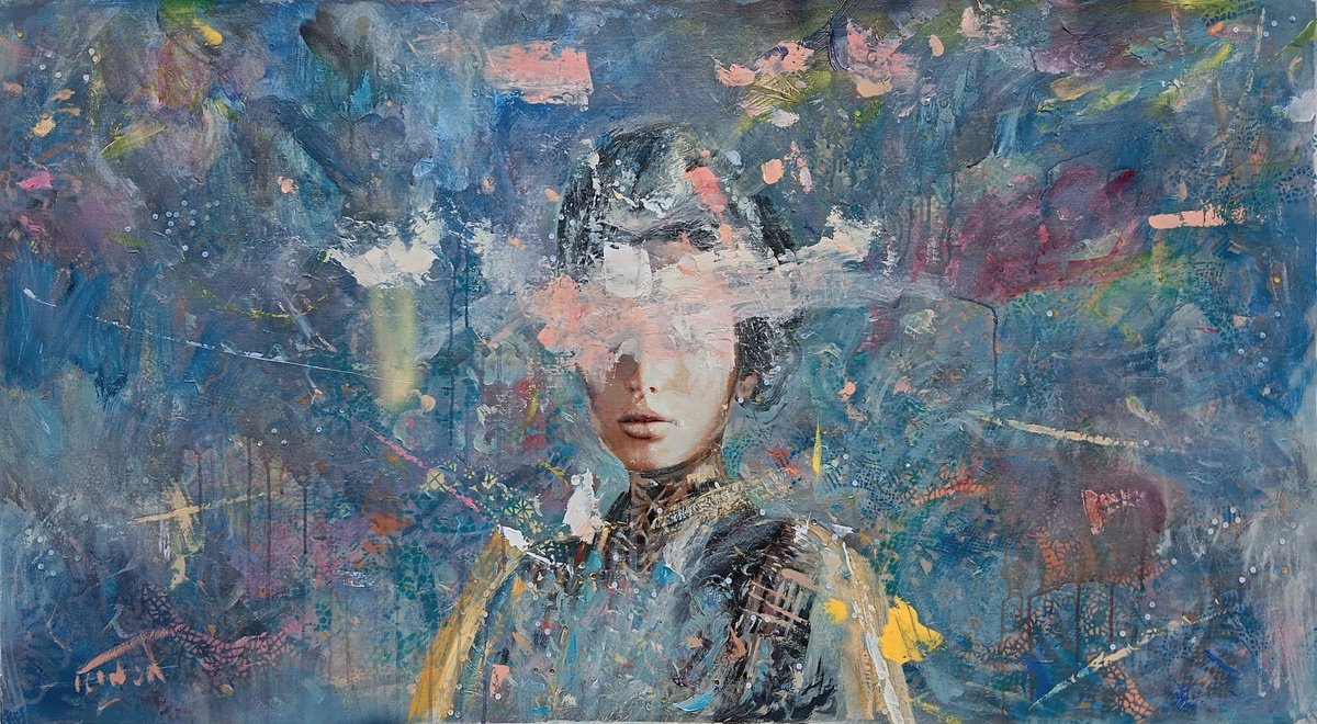 Expressive Portrait Painting By Catalin Ilinca, 61 X 33, L