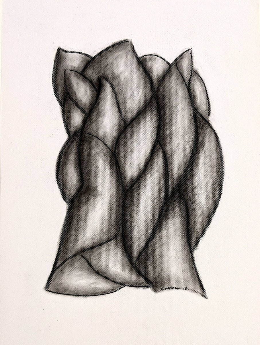 Geometric Abstract Charcoal Drawing By Massimo Castronuovo, 8 X 11", Untitled, Original Artwork