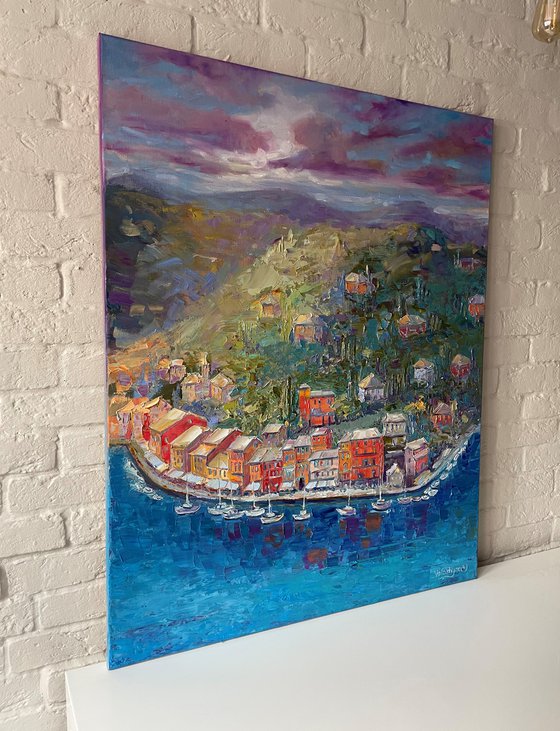 "Seascape". Sea. Original oil painting. boatsin the sea