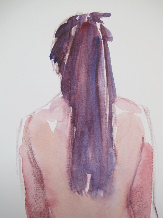 Seated female nude back study