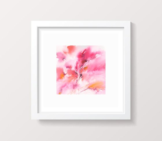 Abstract watercolor floral painting, diptych Whisper of spring