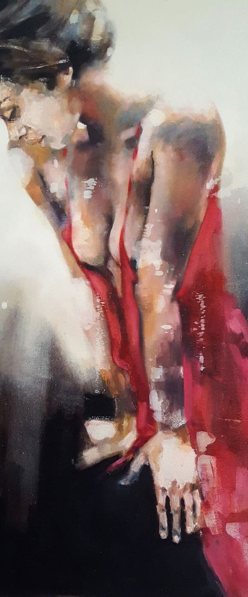 figure with red dress 9-8-19 by Thomas Donaldson