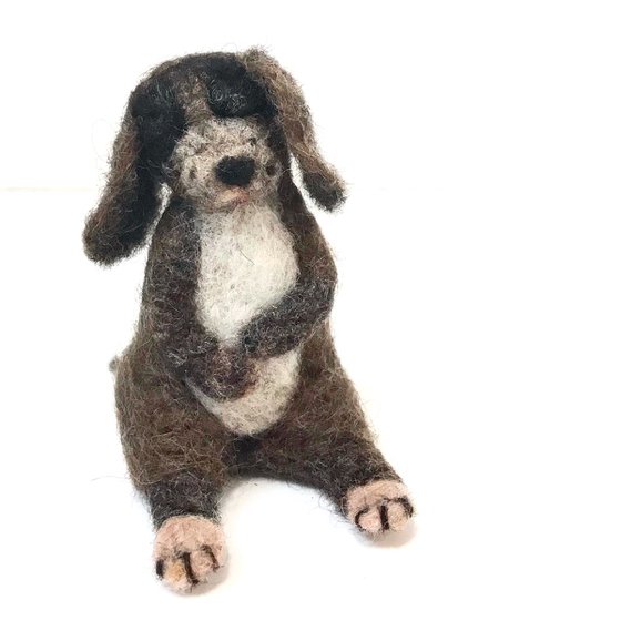 Bifidus dog, felted wool dog