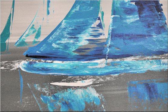 Blue Sails II - Abstract Seascape - Acrylic Painting - Canvas Art- Blue Wall Art
