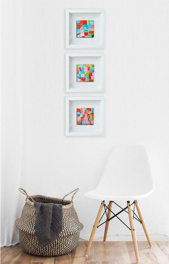 A trio of mini abstracts - framed