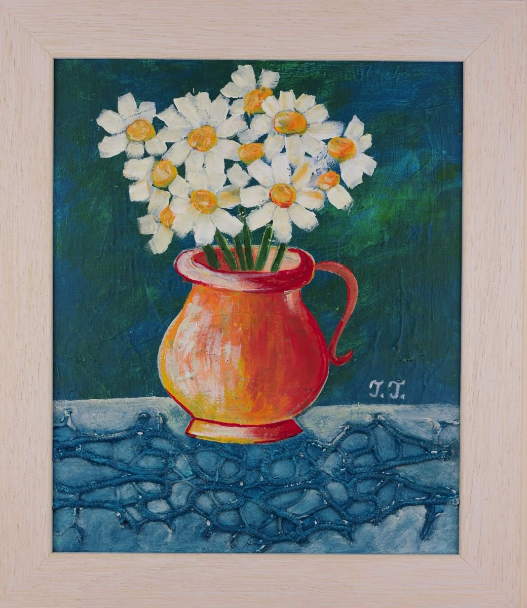 Daisies and Red Mug by Teodora Totorean