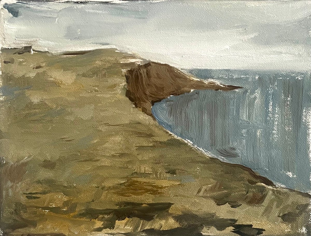 Impressionistic Landscape Oil Painting By Irina Zelenina, 9 X 7, Cliff By The Sea, Original Artwork