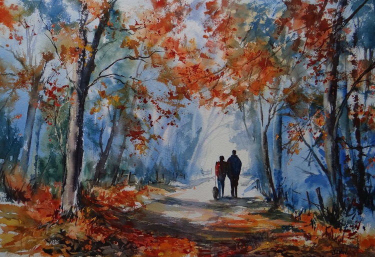 Afternoon Stroll Watercolour By Jane Ward Artfinder