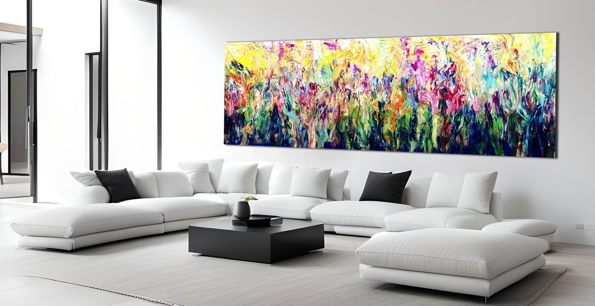 Organic Abstract Acrylic Painting By Estelle Asmodelle, 85 X 31, Emotional Entanglement, Original Artwork