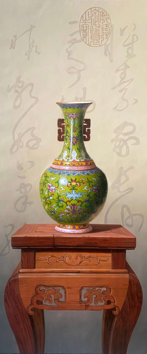 Vase on table c227 by Kunlong Wang