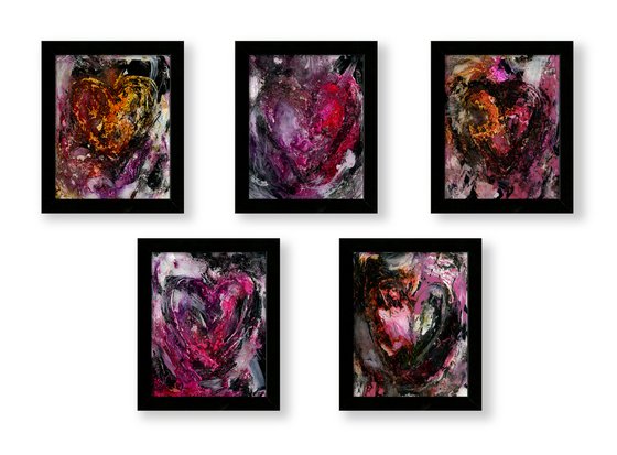 Songs Of The Heart 8 - Framed Mixed Media Abstract Heart painting by Kathy Morton Stanion