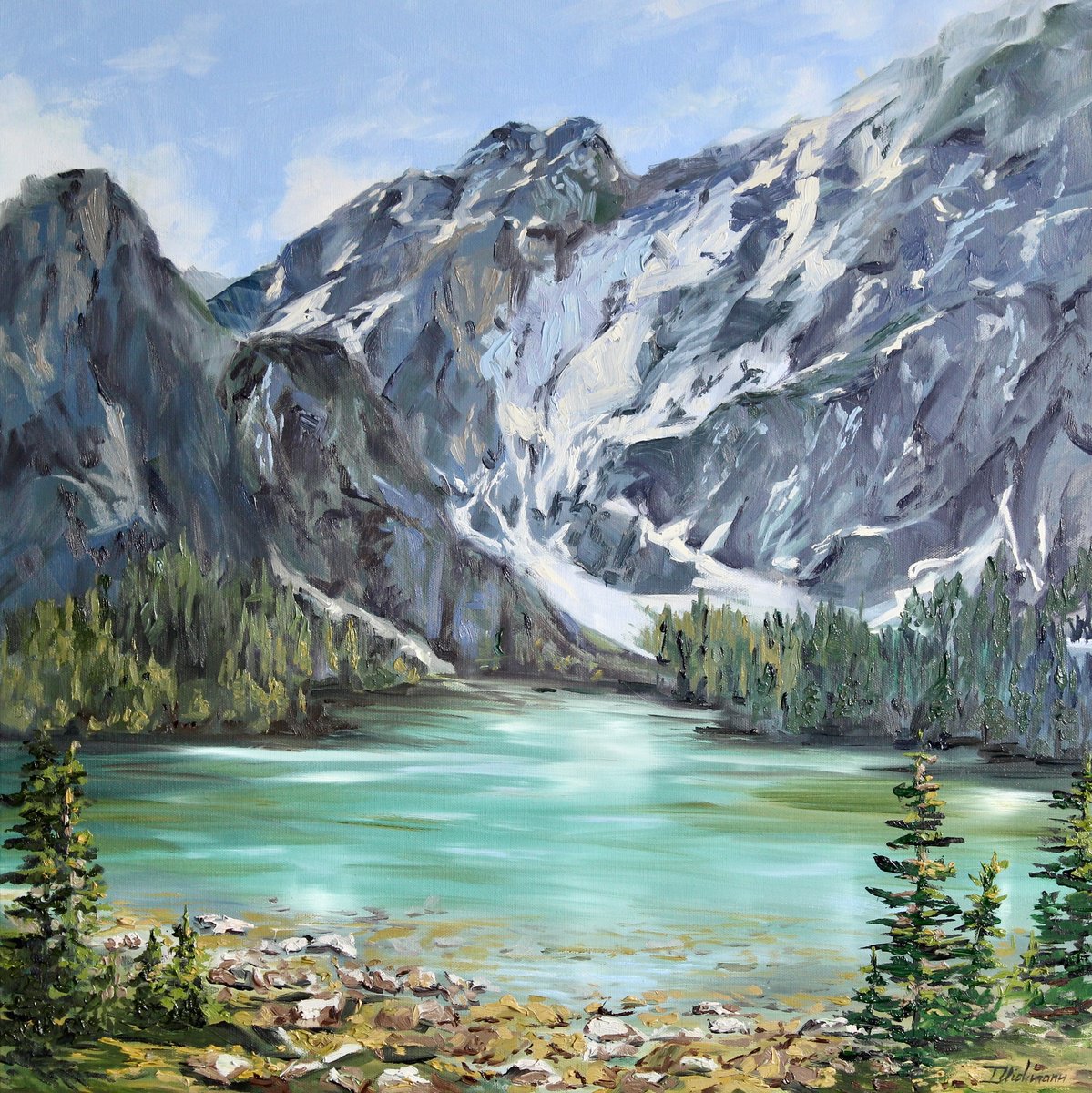 Photorealistic Landscape Oil Painting By Liza Illichmann, 24 X 24", Reverie, Original Artwork
