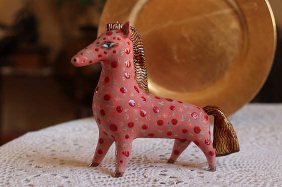 Red Horse. Ceramic Sculpture by Elya Yalonetski