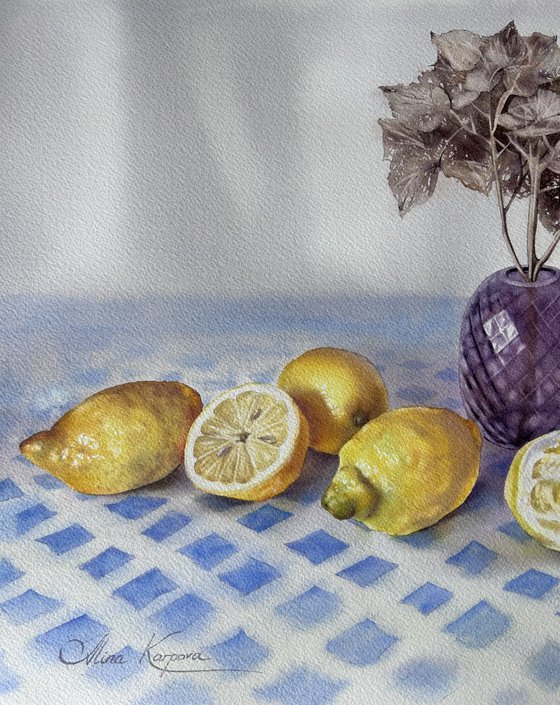 Blue and yellow still life