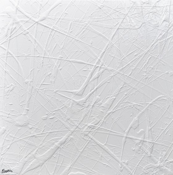 White Lines 120cm x 120cm Textured Abstract Art