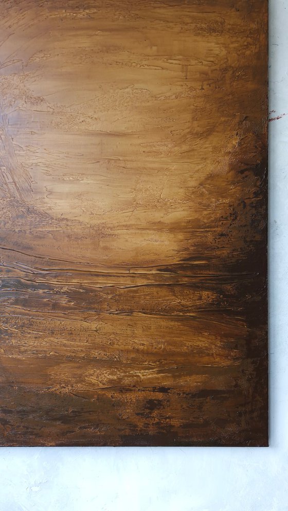 "Rust" Brown black abstract acrylic art