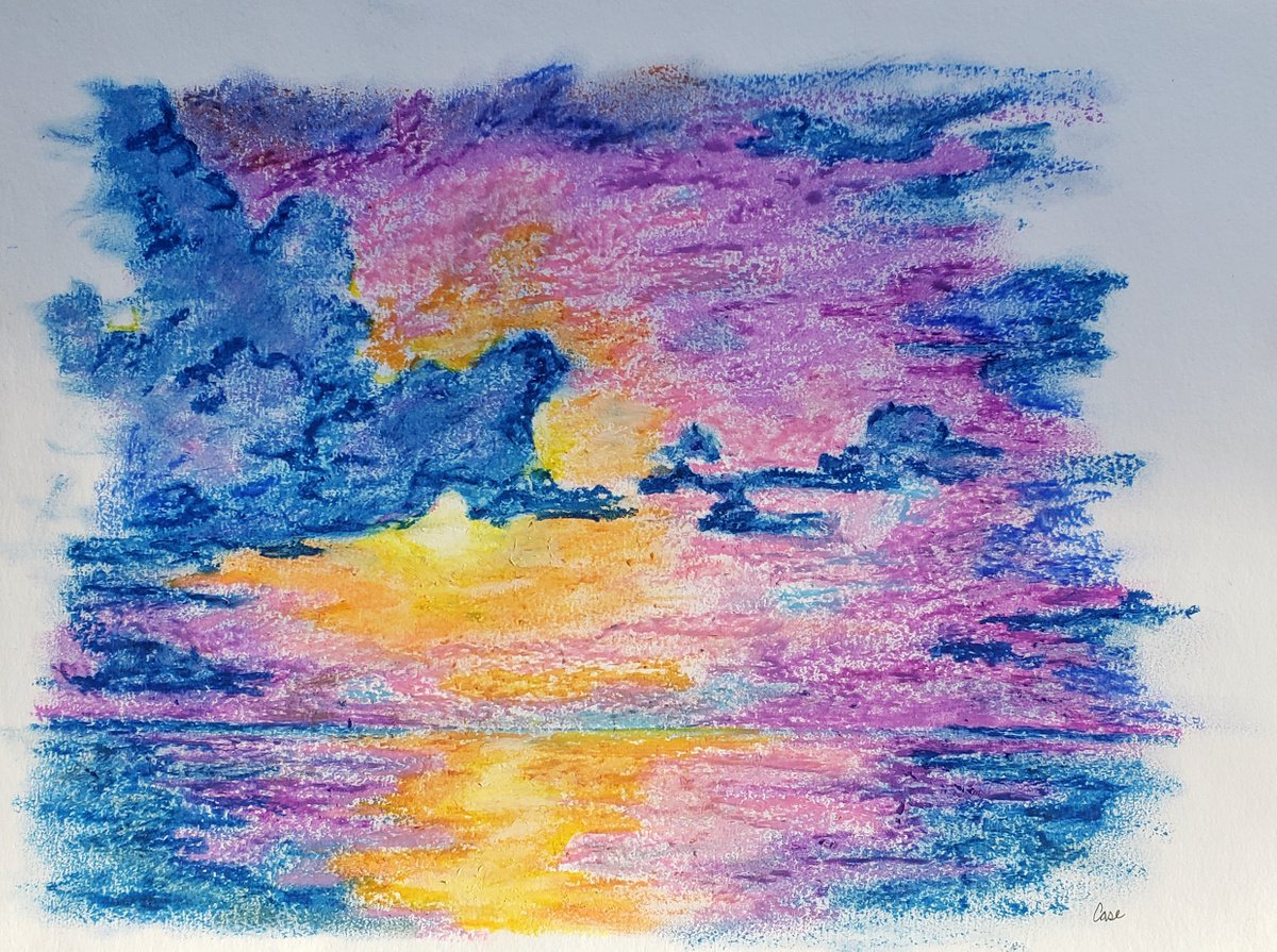 Impressionistic Landscape Pastel Drawing By Katrina Case, 12 X 9", Reflections On Water, Original Artwork