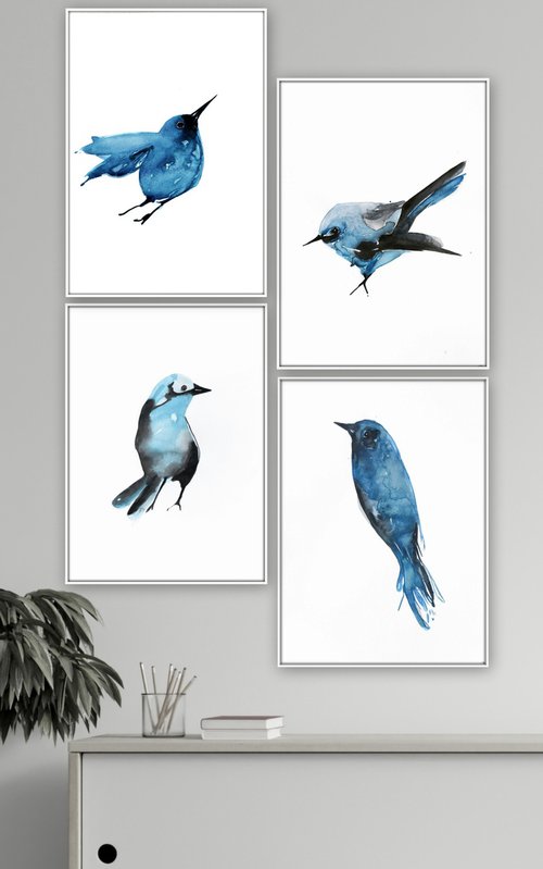 Set of 4 Bird Artworks. by Nadia Moniatis