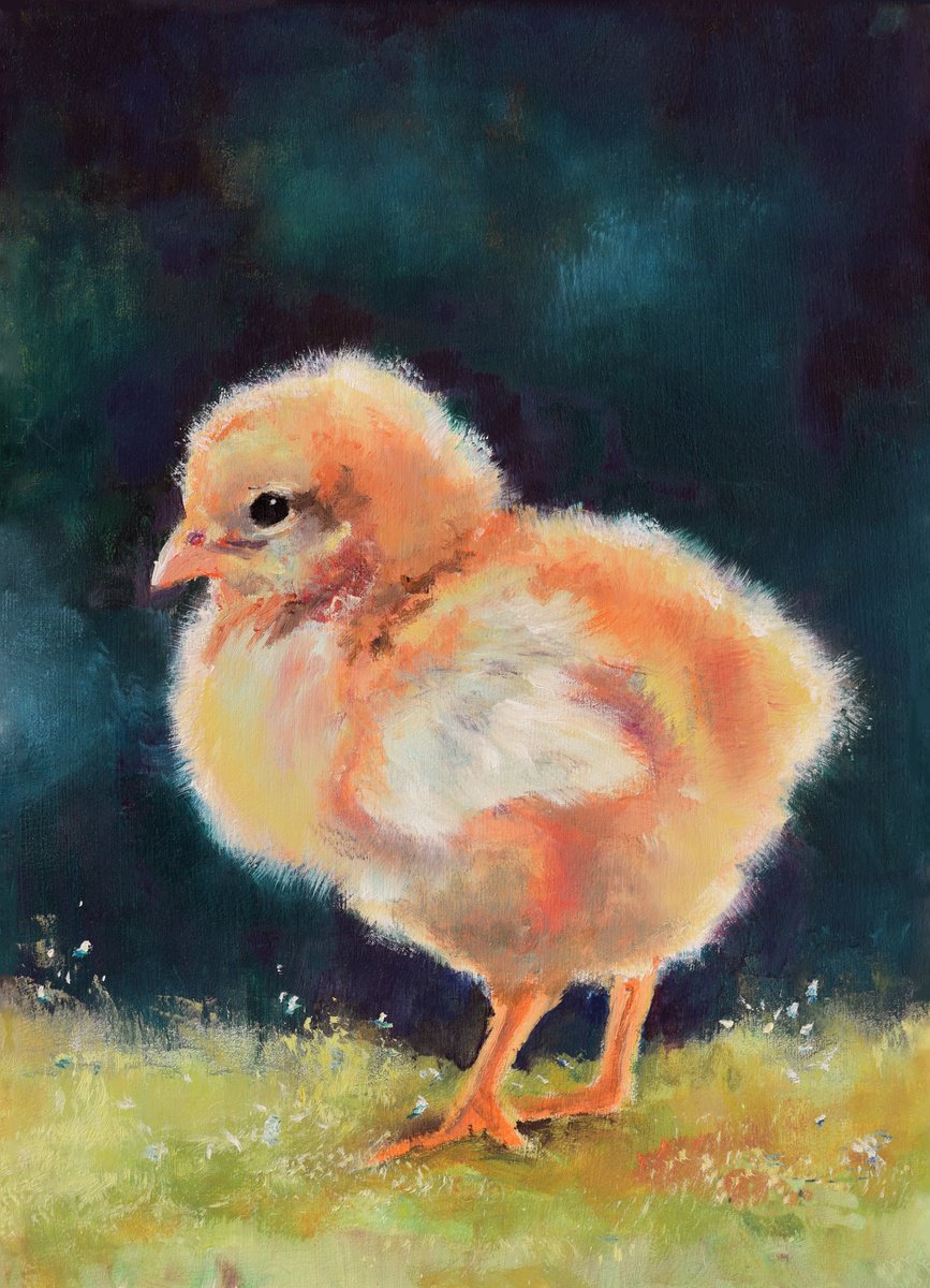 Small cute yellow chick 2 by Lucia Verdejo
