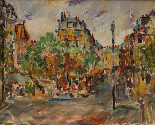 Hotel de Ville - Paris Landscape - Oil Painting - Plein Air - Cityscape of Paris - Medium Size 50x61 cm - Gift by Karakhan