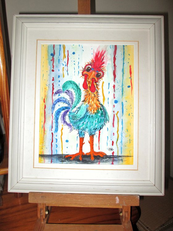 Funny Rooster Chicken in Abstract