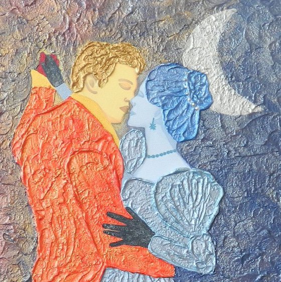 Eternal Waltz - Original, sun and moon fantasy, impasto painting