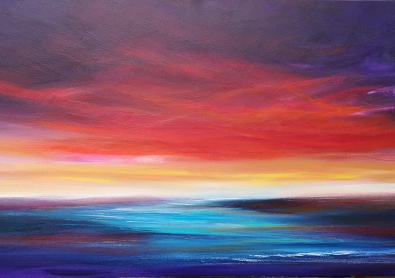Crimson Calm - seascape, emotional, panoramic