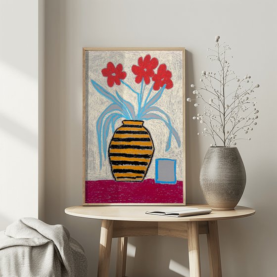 Vase with Red Flowers