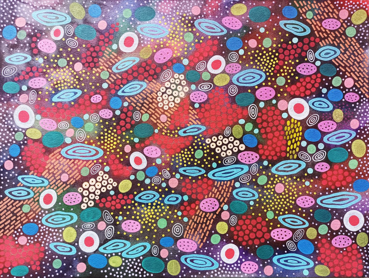 Organic Abstract Painting By Veronika Demenko, 19 X 14", Organic Geometry N.4, Original Artwork