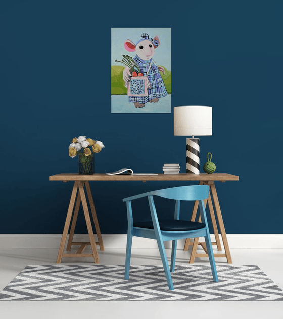 Mouse in blue plaid dress