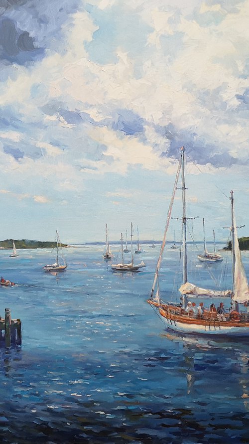Morning sun on the Lunenburg bay (36x48x1.5") by Alexander Koltakov