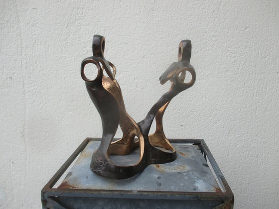 friends or couple - the dance - unique  expressive bronze